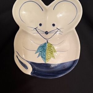 Mikasa Ceramic Mouse Plate with Blue and Green Details